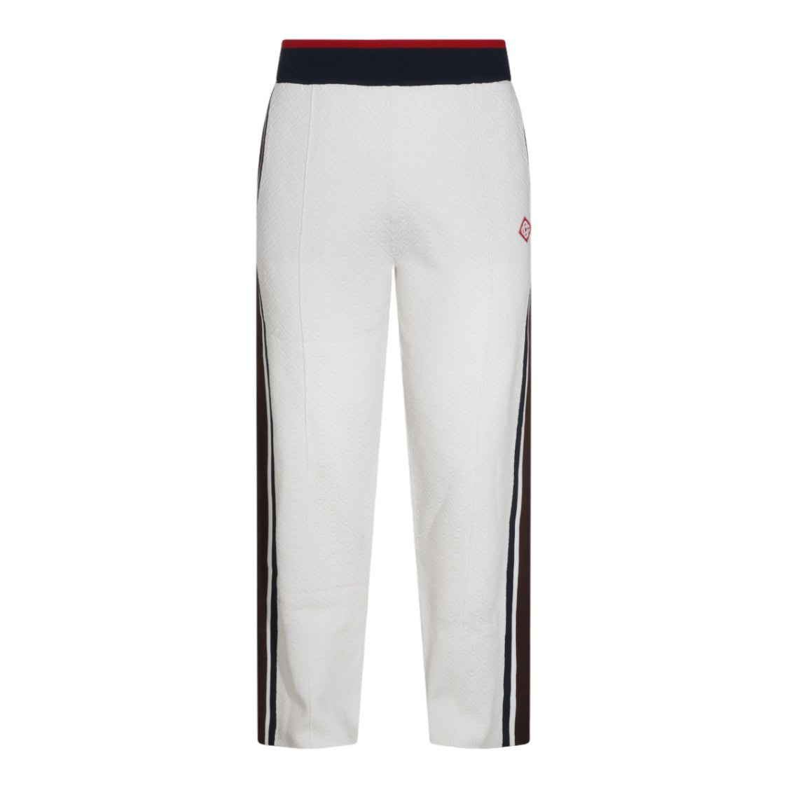 Casablanca White Textured Geometric Dual Stripe Trousers