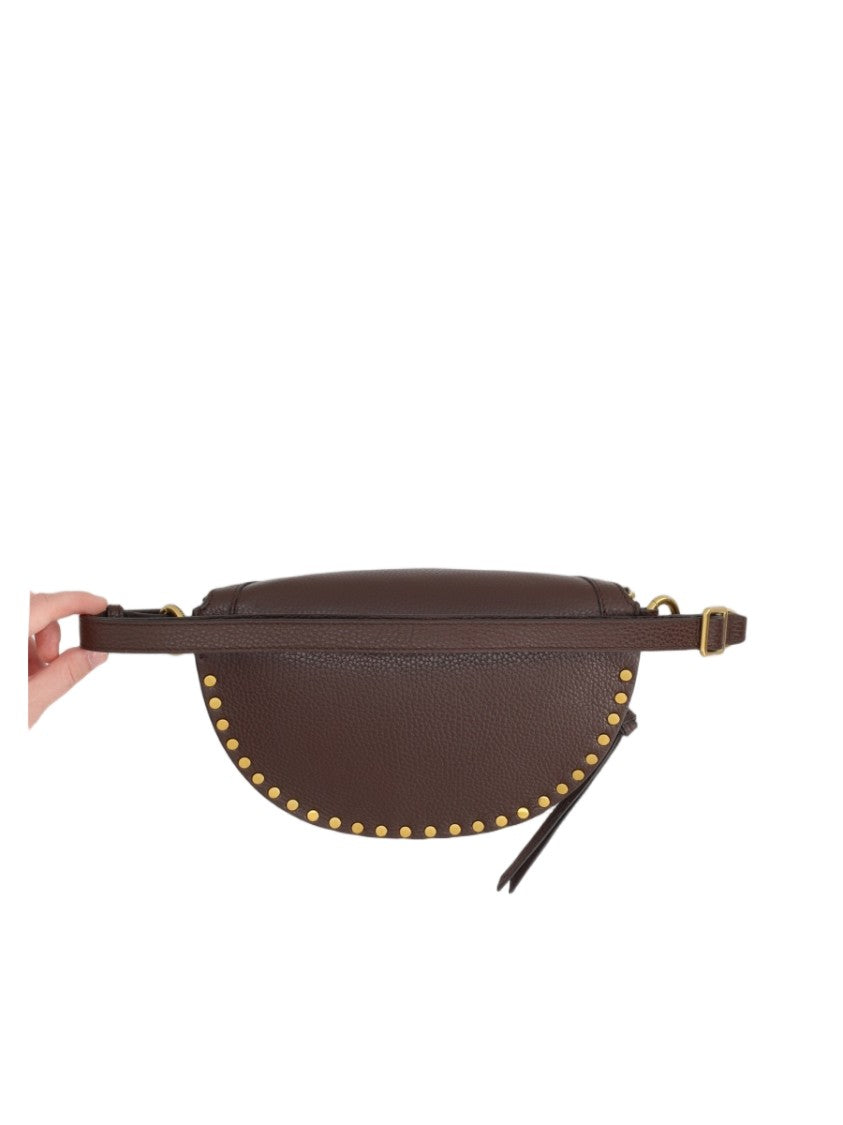 Isabel Marant Semi-Circular Brown Leather Belt Bag With Gold-Tone Accents
