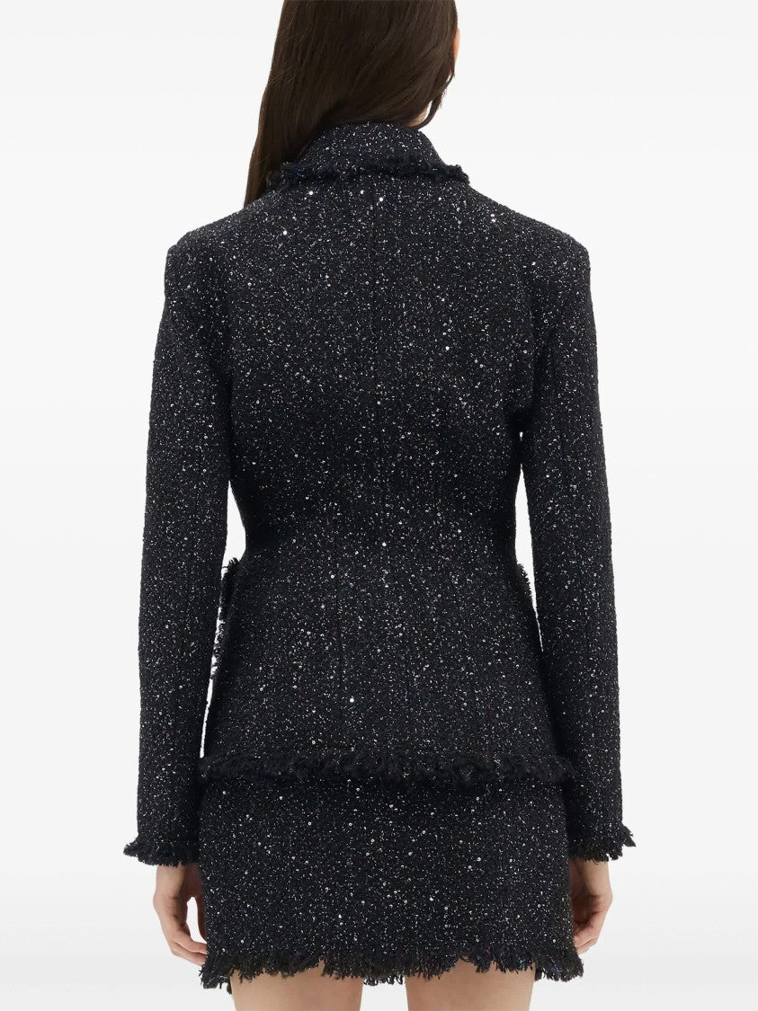 Msgm Black Tailored Textured Cotton Casual Jacket