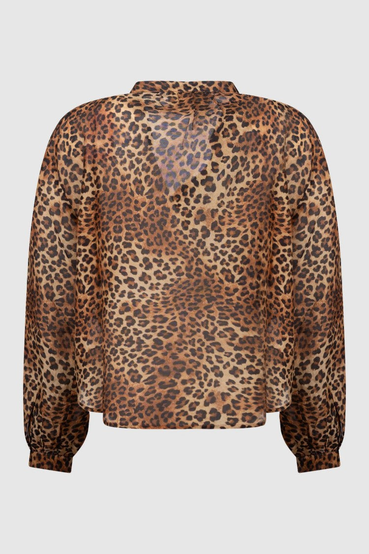 Mc2 Saint Barth Cropped Blouse With Bold Leopard Print