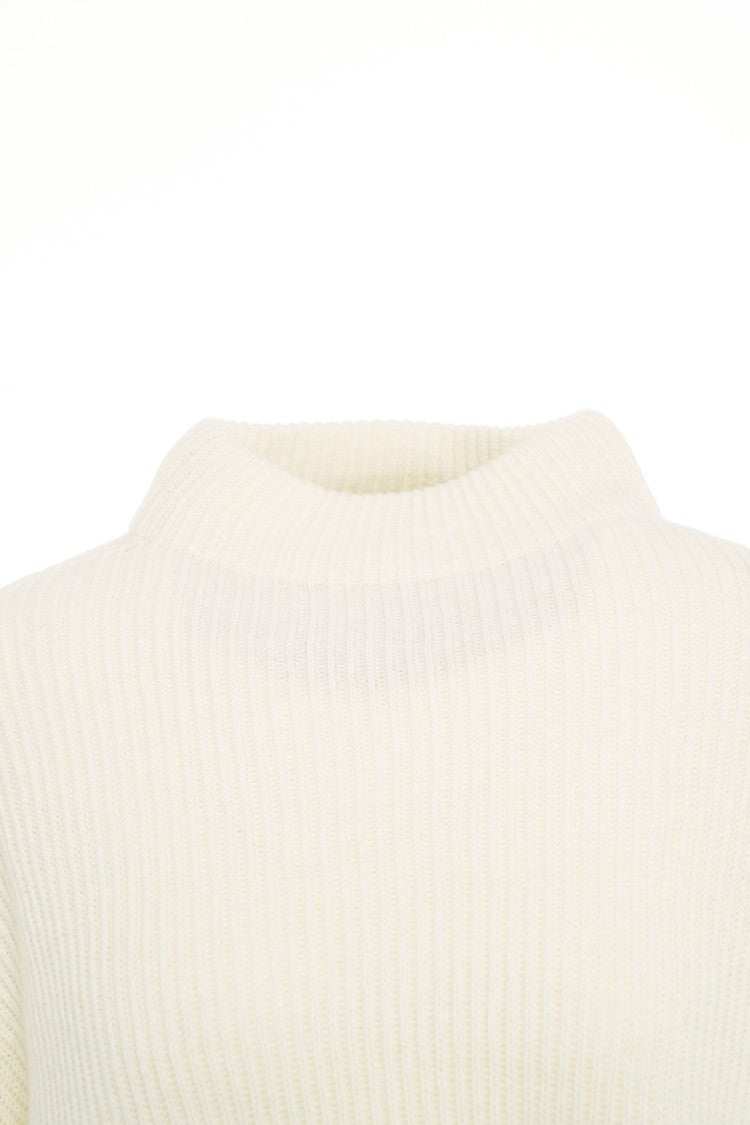 Closed Oversized Knit Sweater With High Collar And Voluminous Sleeves