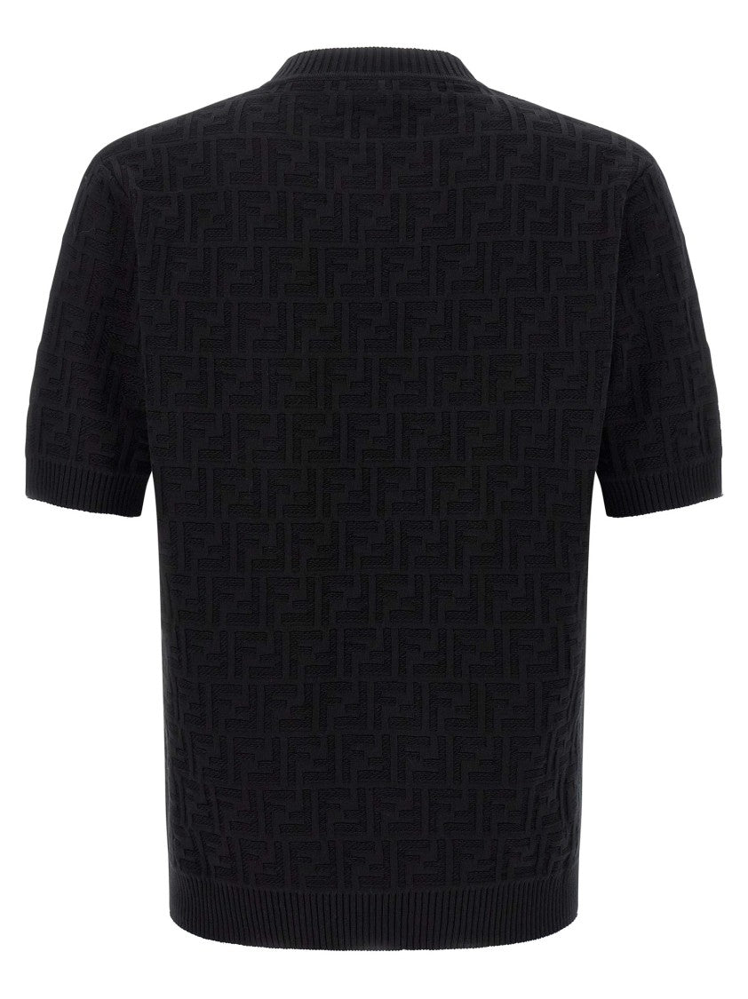 Fendi Ff Logo Patterned Cotton Yarn Sweater