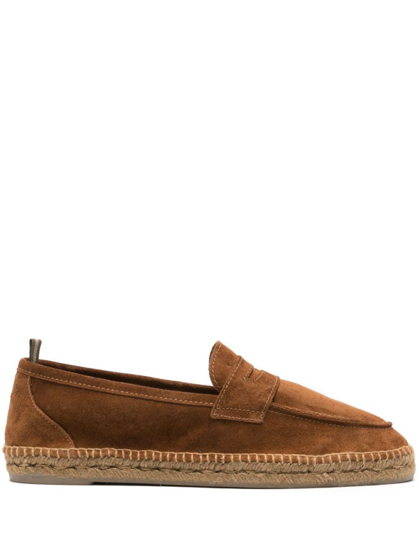 Castaner Brown Suede Low-Profile Espadrilles With Stitched Jute Sole