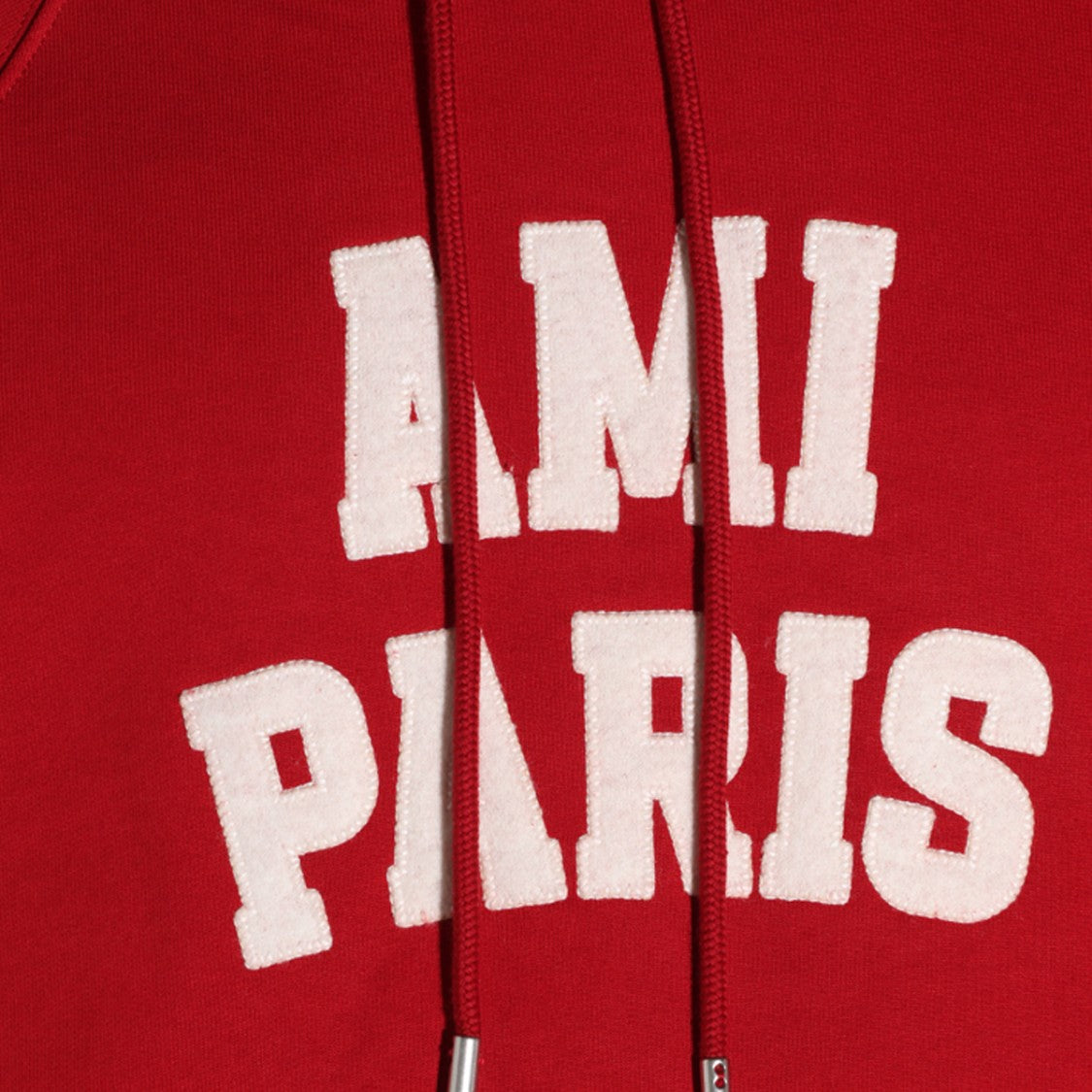 Ami Paris Red Hooded Lettering Sweatshirt