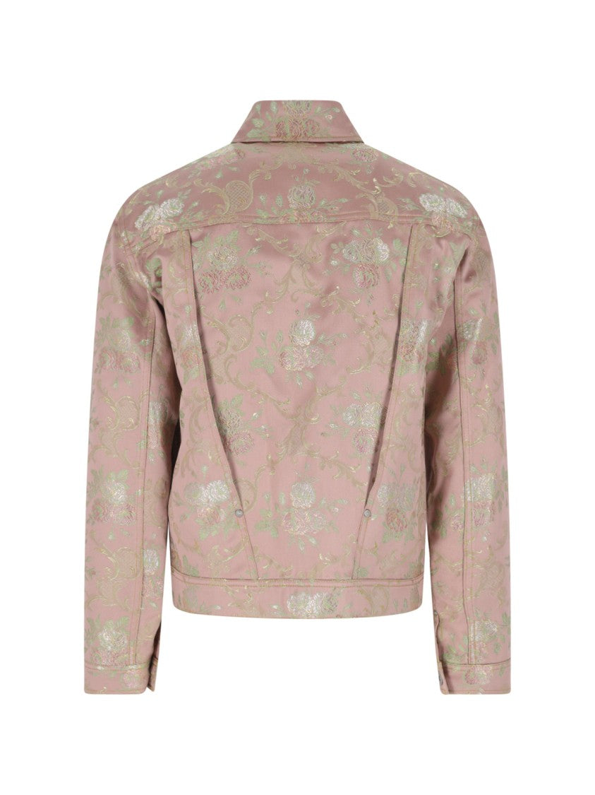 Junya Watanabe Pink Floral Jacquard Damask Cropped Jacket