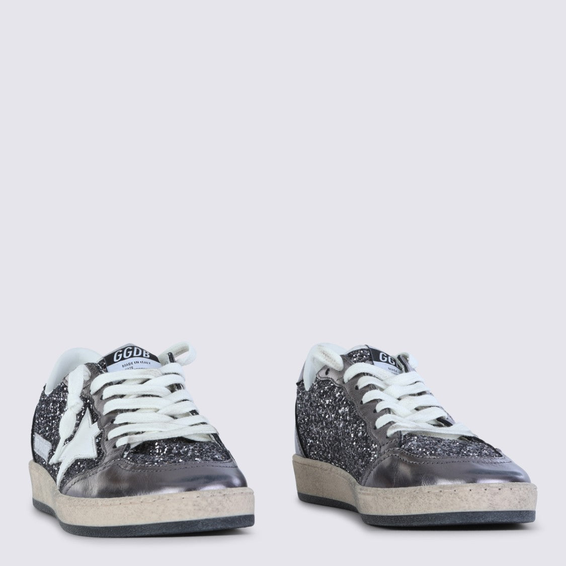Golden Goose Grey And Purple Leather Ballstar Sneakers