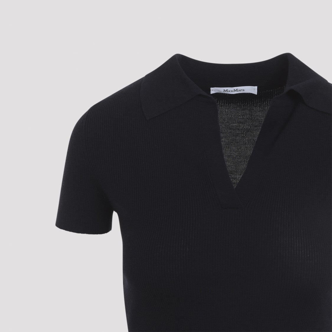 Max Mara Fitted Short-Sleeve Sweater With Deep V-Neck