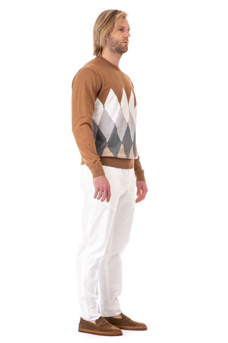 Ballantyne Diamond Cotton-Cashmere Crewneck Sweater