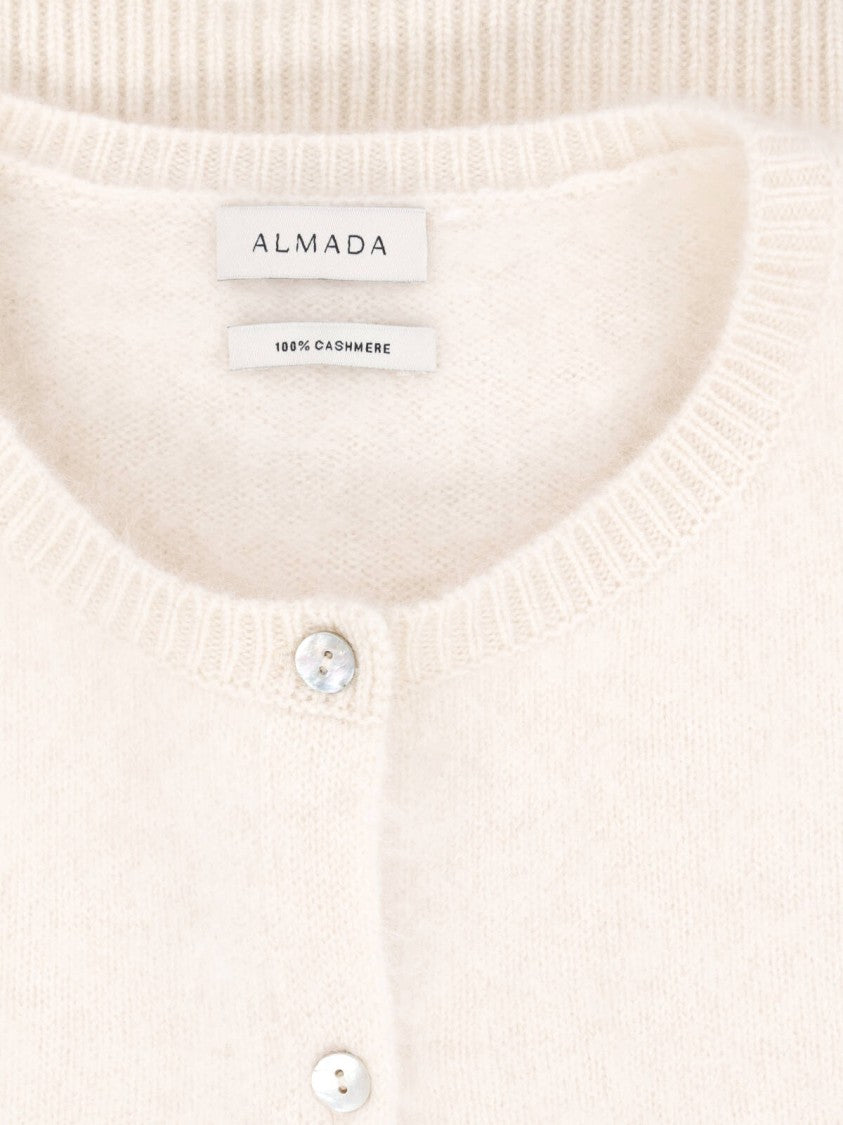 Almada Cropped Cashmere Cardigan With Button Closure And Ribbed Detailing