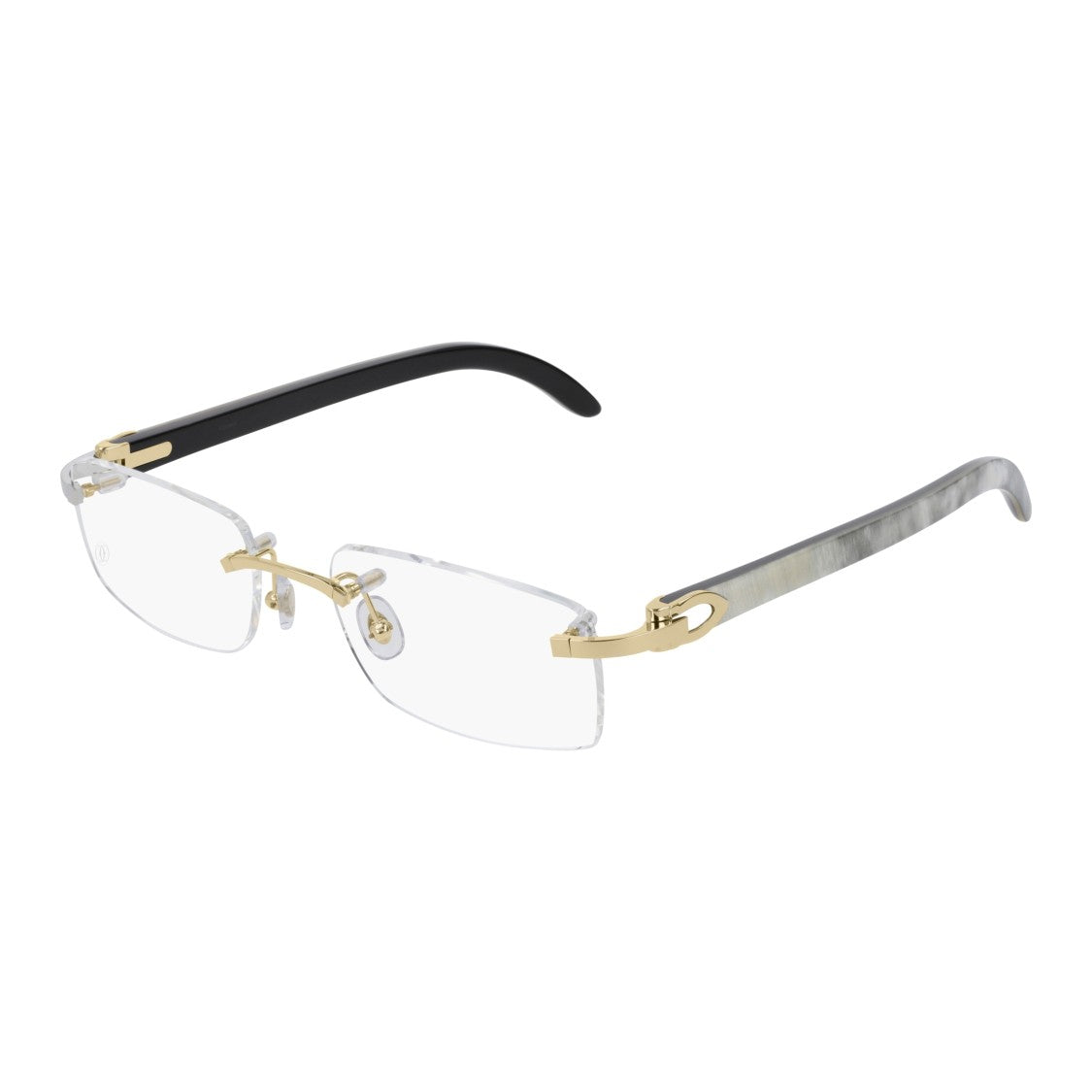 Cartier Rimless Eyeglasses With Gold-Tone Accents And Unique Temple Design