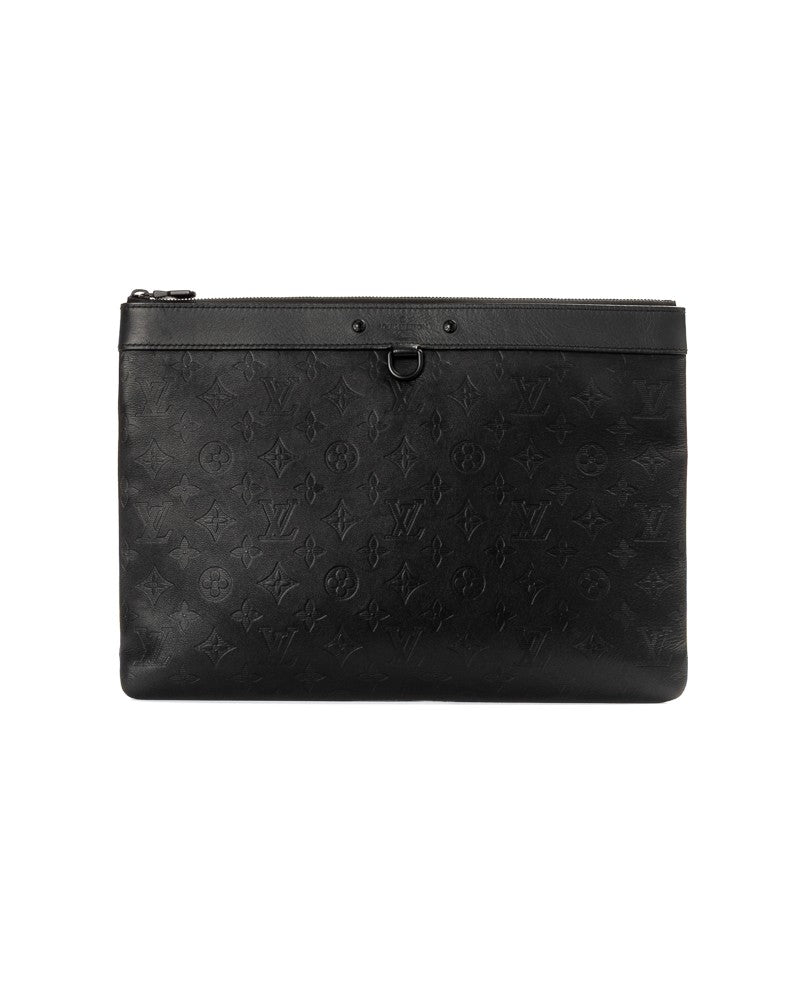 Louis Vuitton Black Monogram Shadow Apollo Gm Leather Clutch