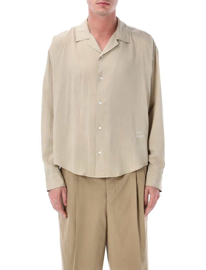 Ami Paris Relaxed Fit Viscose Shirt With Classic Collar
