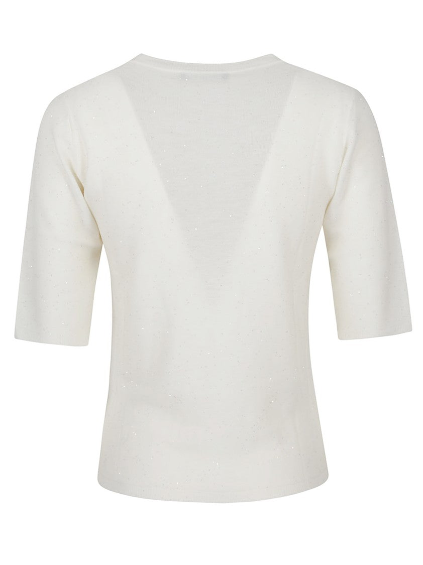 Fabiana Filippi Cropped Fine-Knit Sweater With Subtle Sequin Embellishments