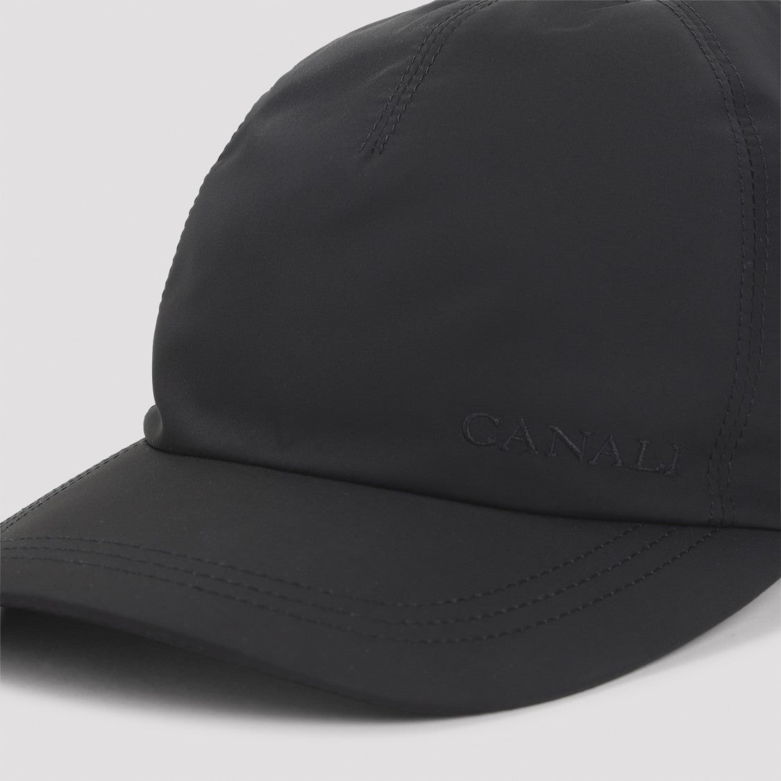 Canali Minimalist Black Cap With Curved Brim