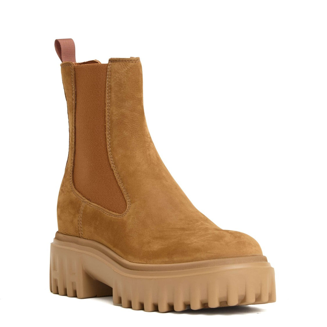 Hogan Tobacco Suede Chelsea Boots With Ridged Rubber Sole