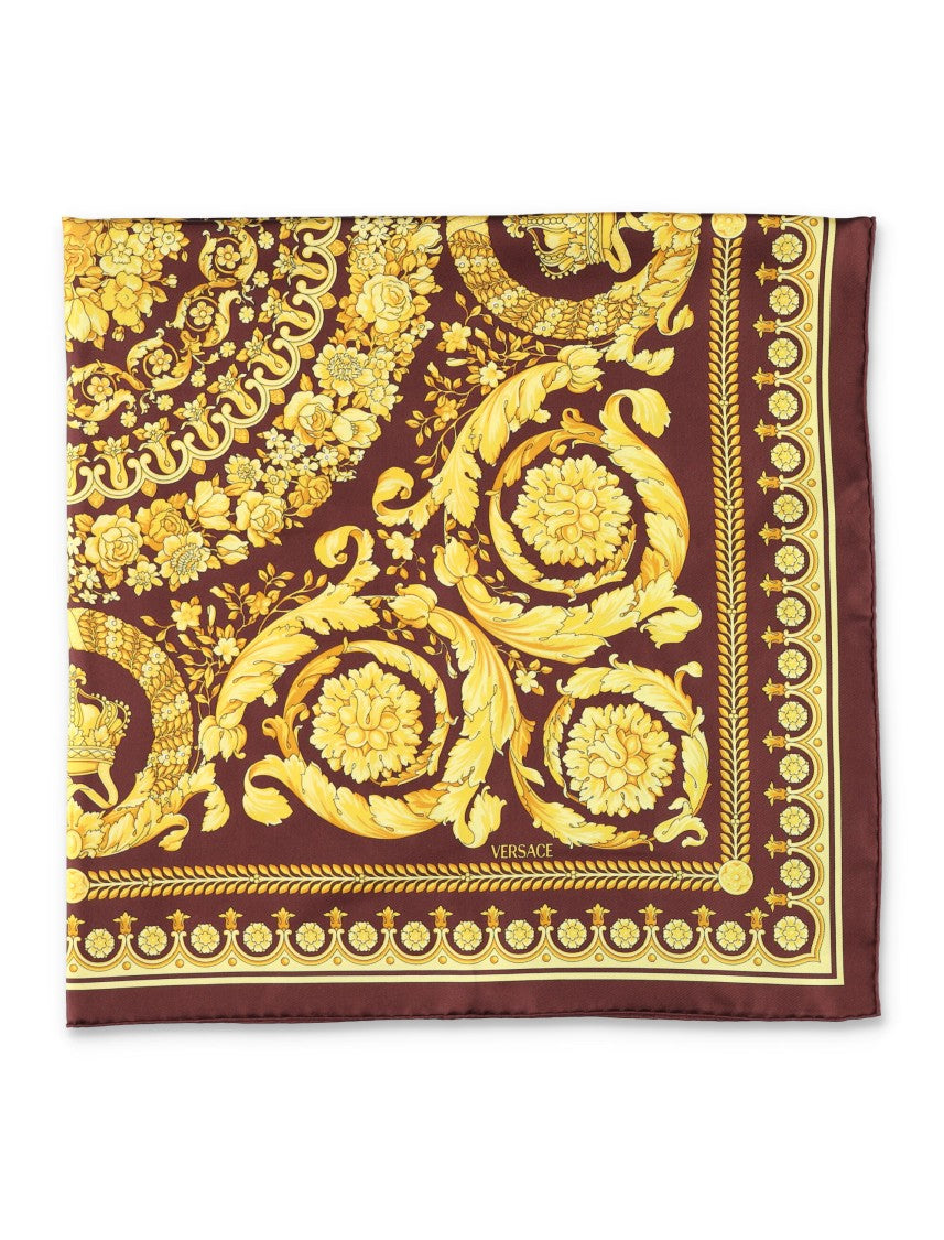 Versace Large Silk Twill Scarf With Barocco Print