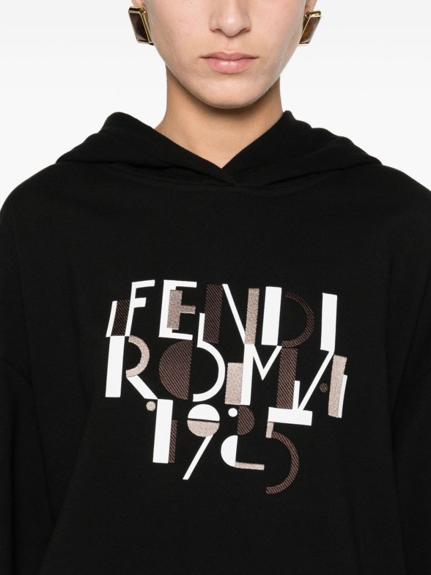 Fendi Relaxed Fit Black Cotton Hoodie