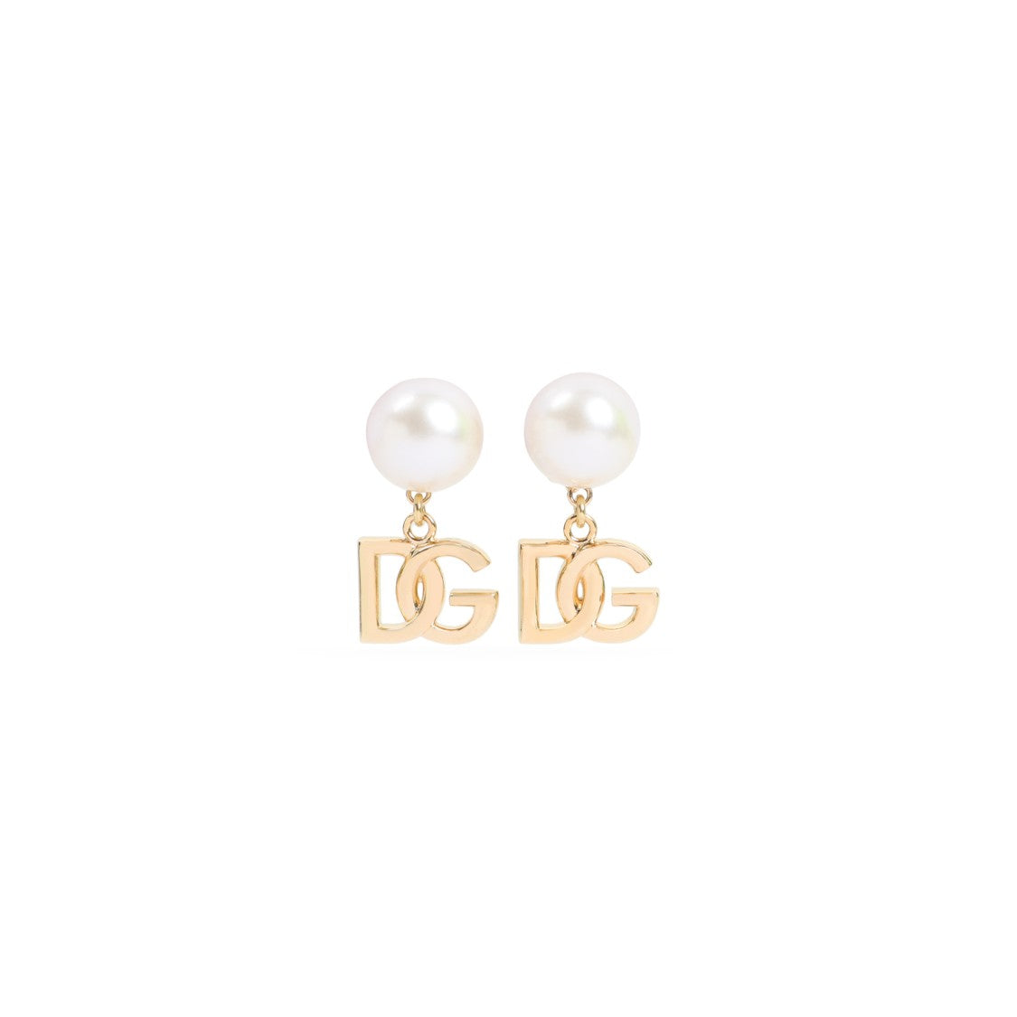 Dolce & Gabbana Metallic Finish Earrings With Pearl Accent