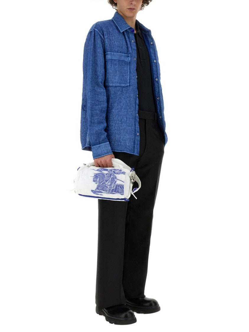 Burberry Relaxed Fit Blue Linen Shirt
