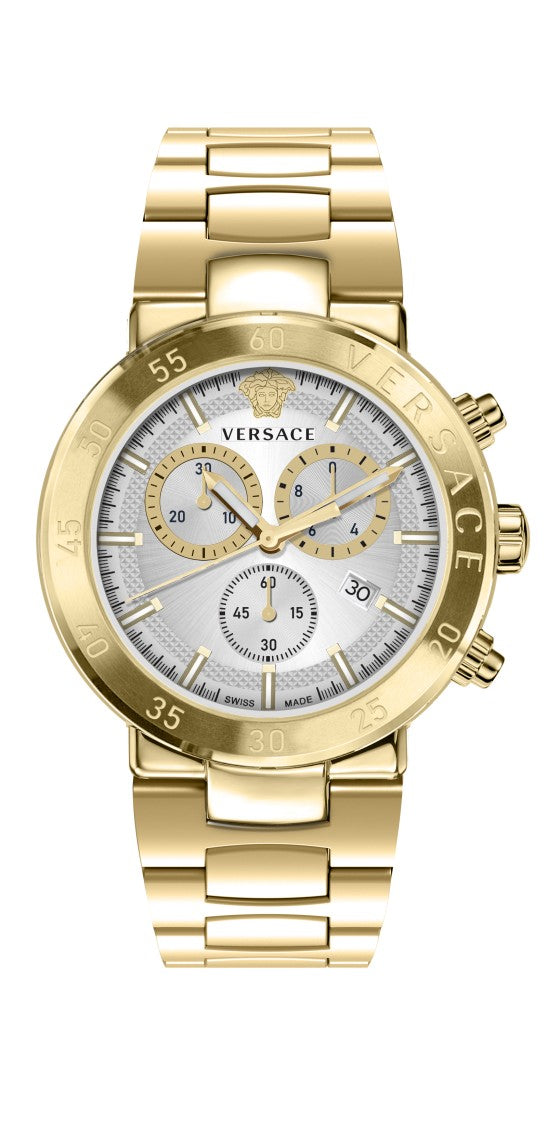 Versace Chronograph Timepiece With Yellow-Gold Tone And Sapphire Crystal
