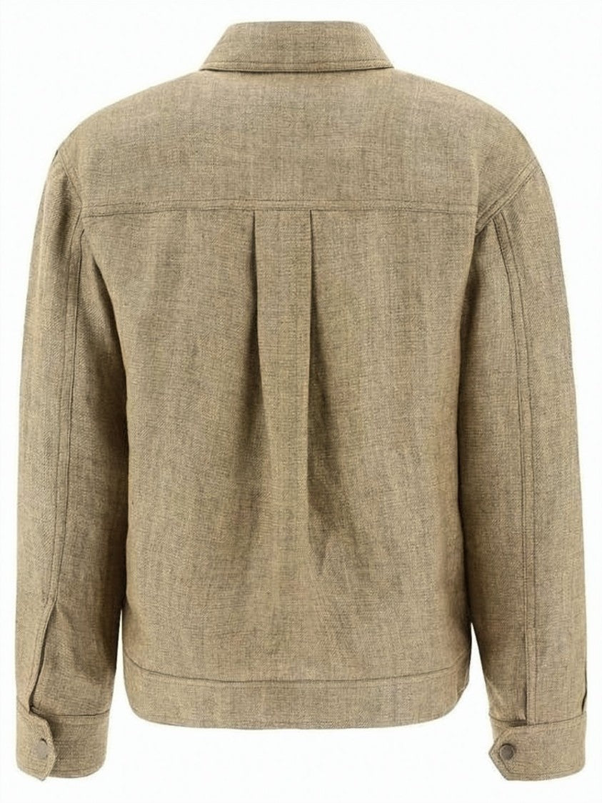 Brunello Cucinelli Structured Boxy Linen Jacket With Classic Collar