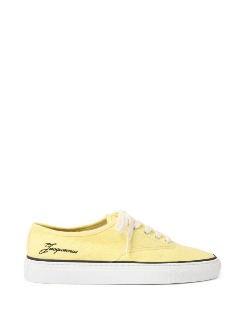 Jacquemus Light Yellow Lace-Up Cotton Sneakers