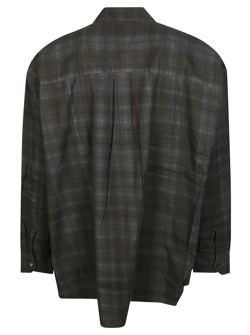 Our Legacy Borrowed Oversized Plaid Asymmetrical Shirt