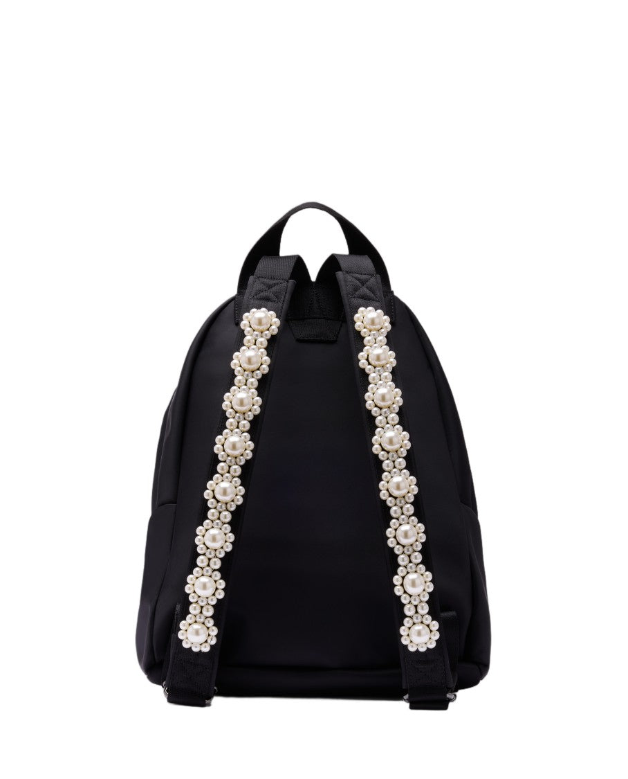 Simone Rocha Compact Bow Front Backpack With Pearl Embellishments