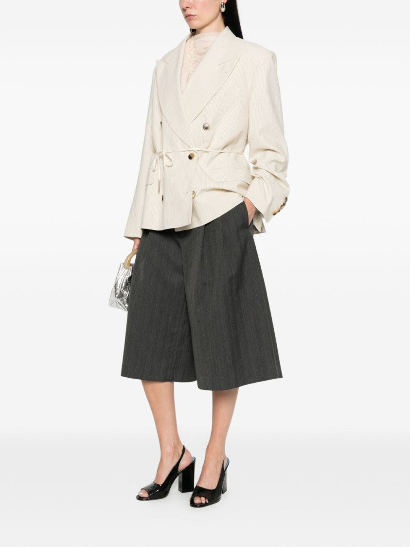 Dries Van Noten Ecru Oversized Double-Breasted Blazer
