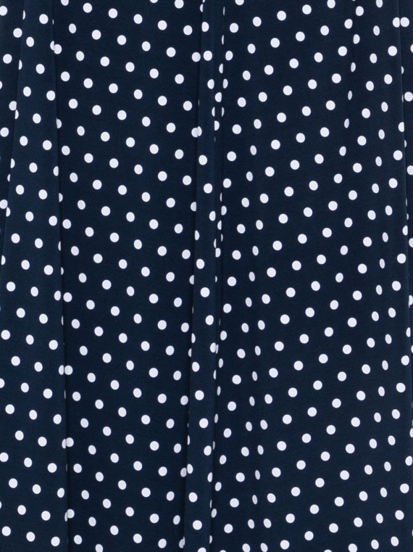 Michael Kors Knee-Length Navy Dress With White Polka Dots And Gathered Neckline