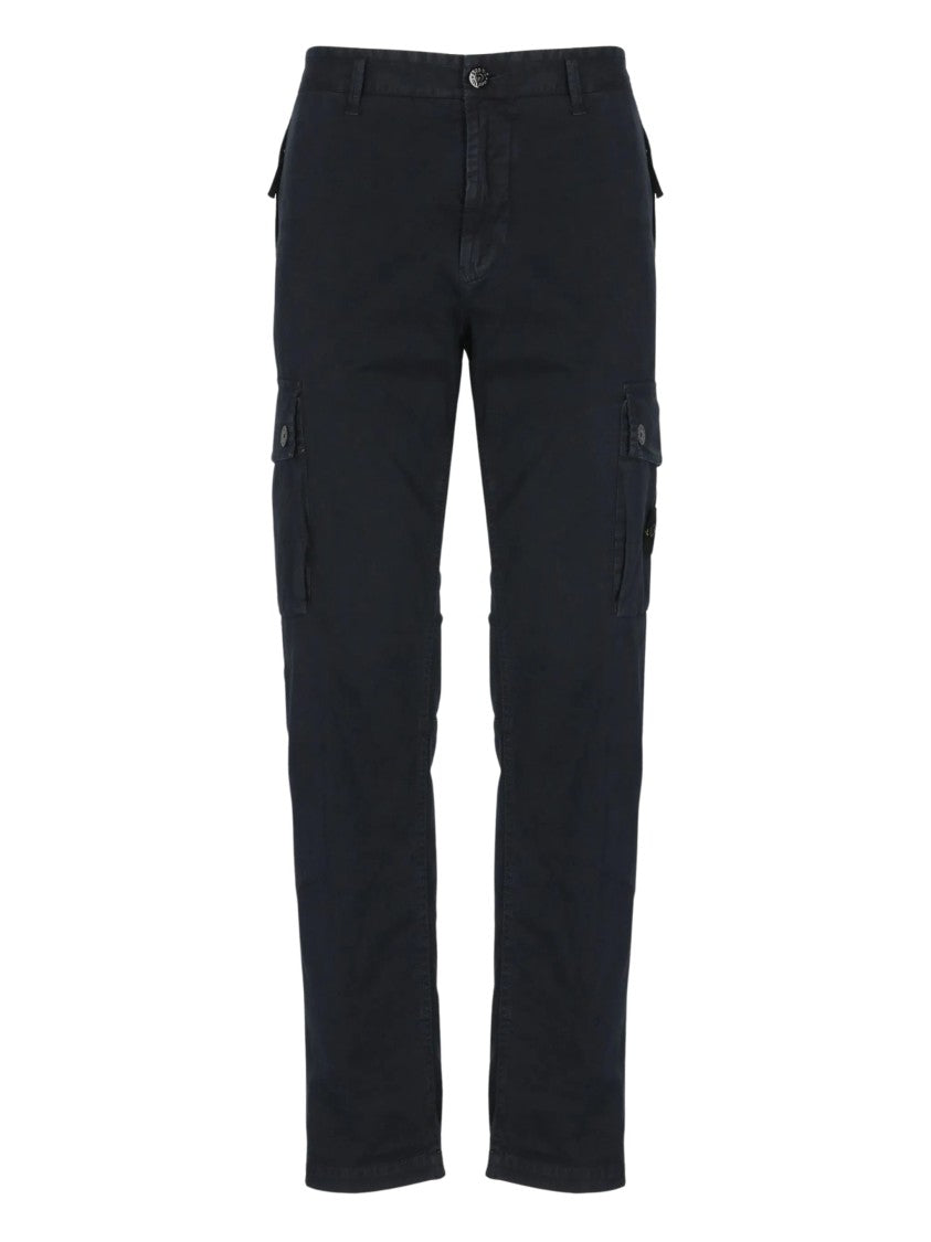 Stone Island Straight-Leg Cargo Pants With Multiple Pockets And Embroidered Patch