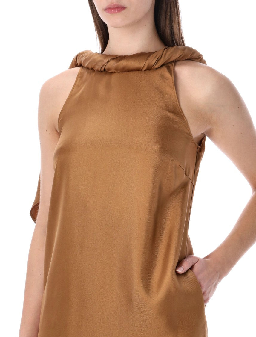 Loulou Studio Susan Silk Twill Twisted Collar Dress