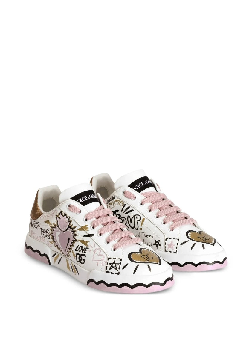 Dolce & Gabbana Bassa White Calf Leather Sneakers
