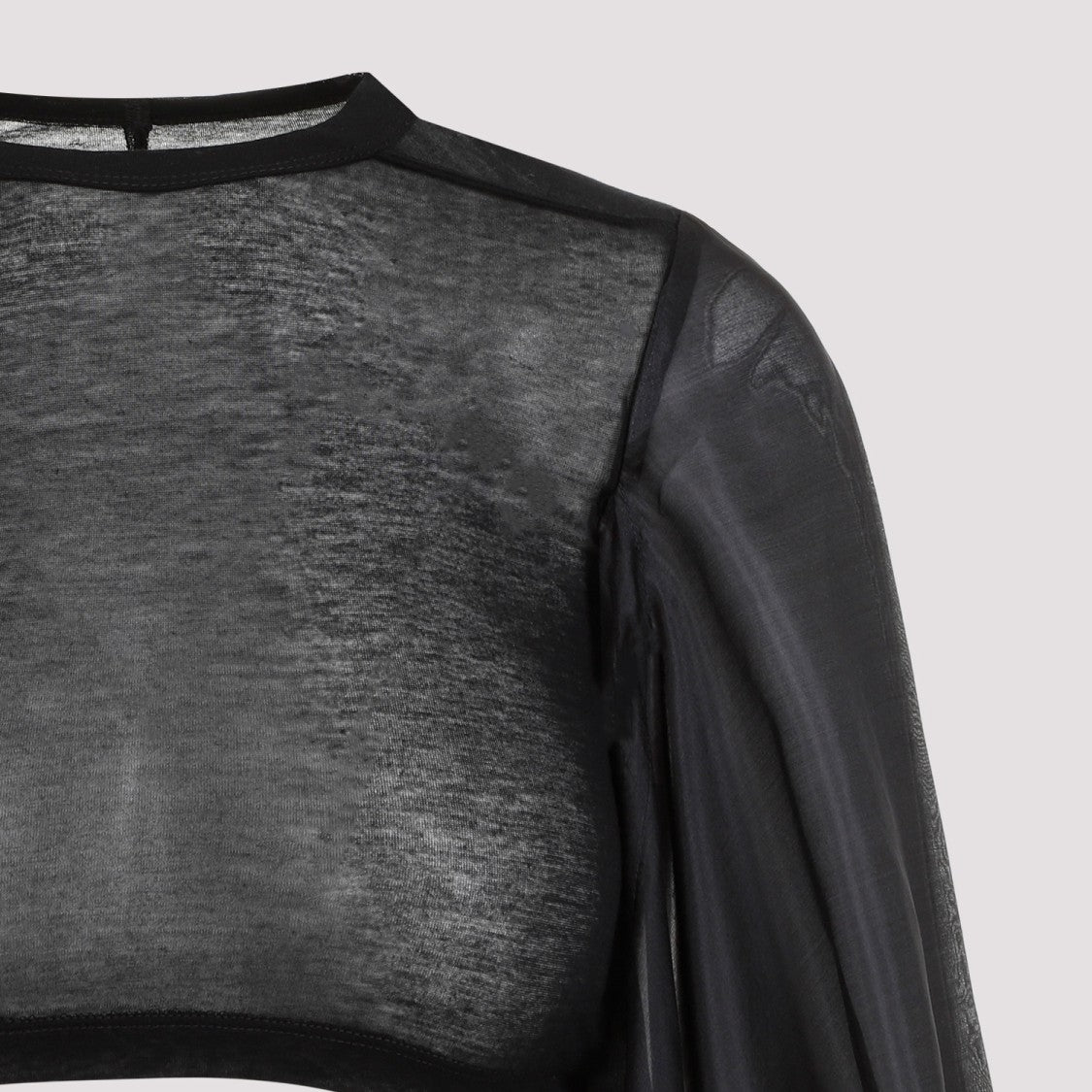 Rick Owens Flag Crop Habotai Black Cotton Silk Top