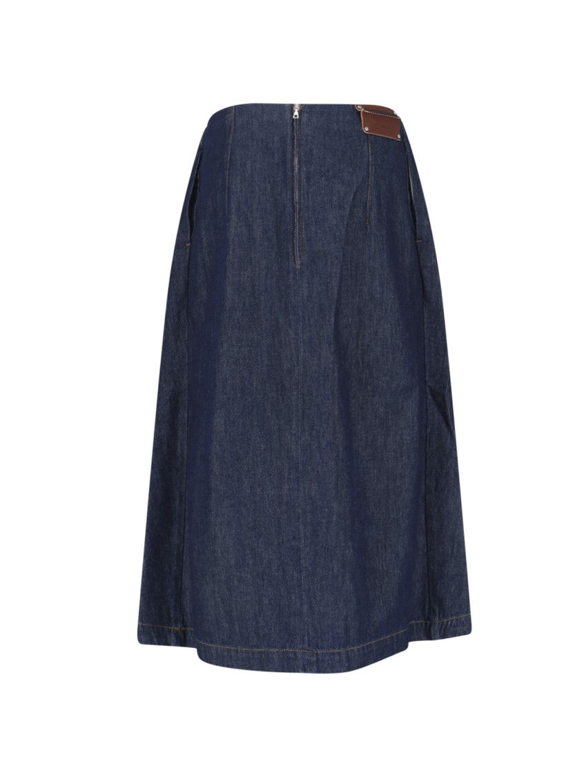 Dries Van Noten Midi Denim Skirt – Blue