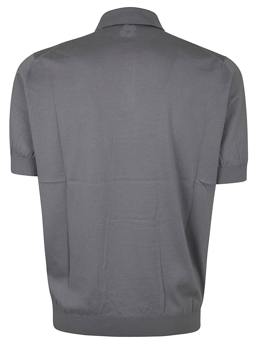 Lardini Short-Sleeve Polo Shirt With Classic Collar And Textured Finish