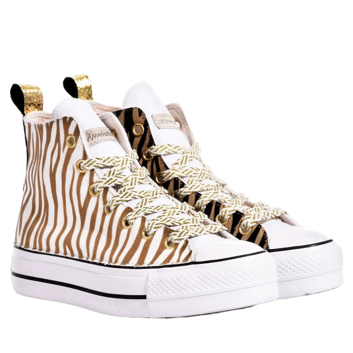 Converse Gold Handmade Zebra Glam Suede Sneakers