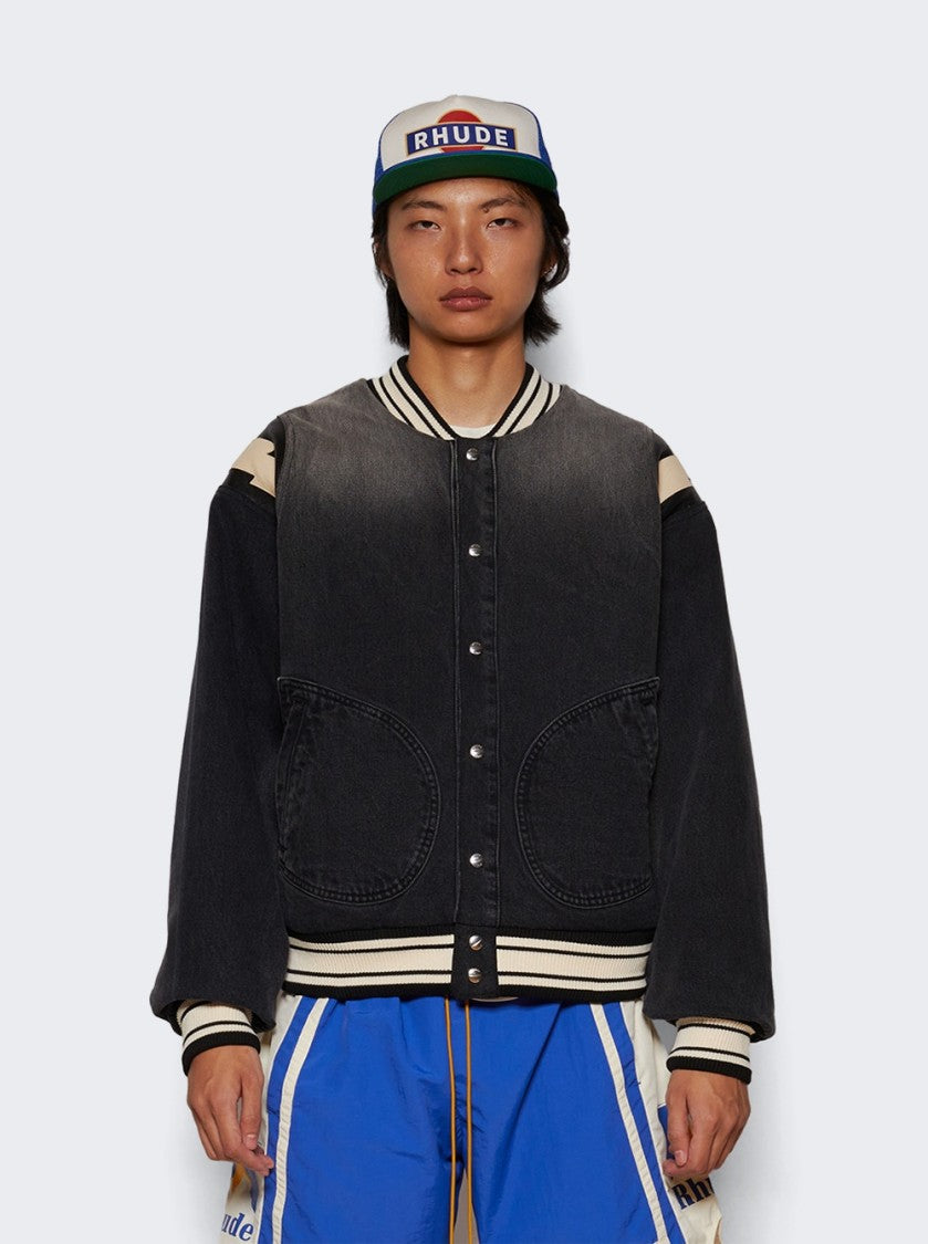 Rhude Denim Lighting Bomber Jacket Black