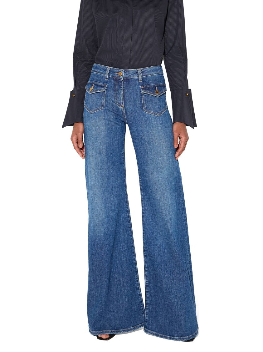 Elisabetta Franchi High-Waisted Flared Jeans With Classic Five-Pocket Styling