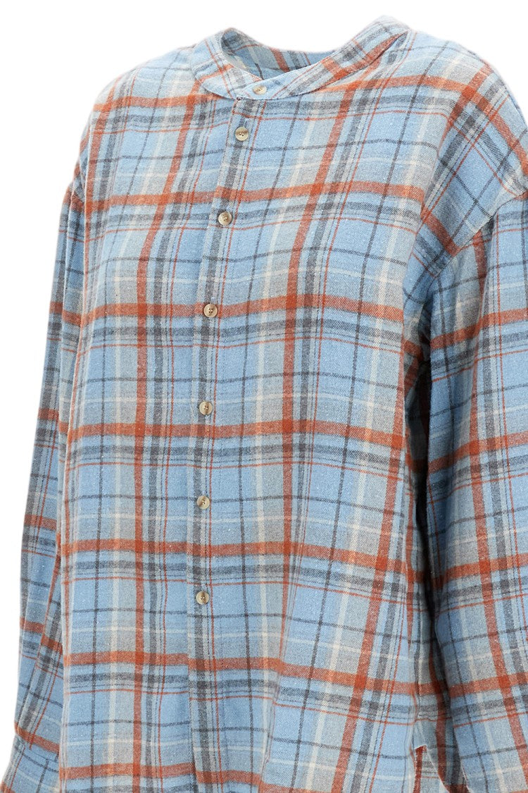 Epl Flared Oversized Shirt With Stand-Up Collar And Pleat Detail