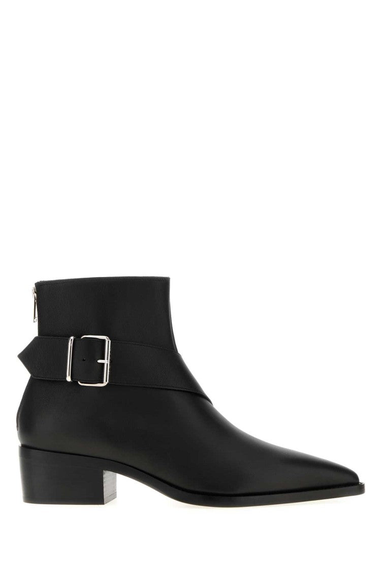 Alexander Mcqueen Black Leather Heron Ankle Boots