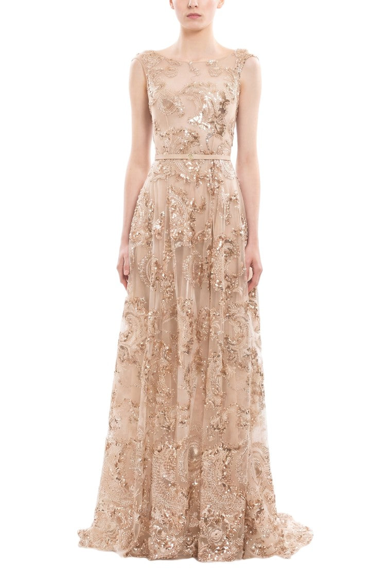 Saiid Kobeisy Embroidered Tulle Long Dress