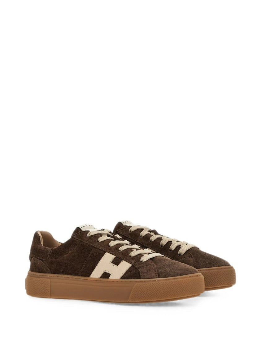 Hogan Brown Suede Low-Top Sneakers With Cream Logo