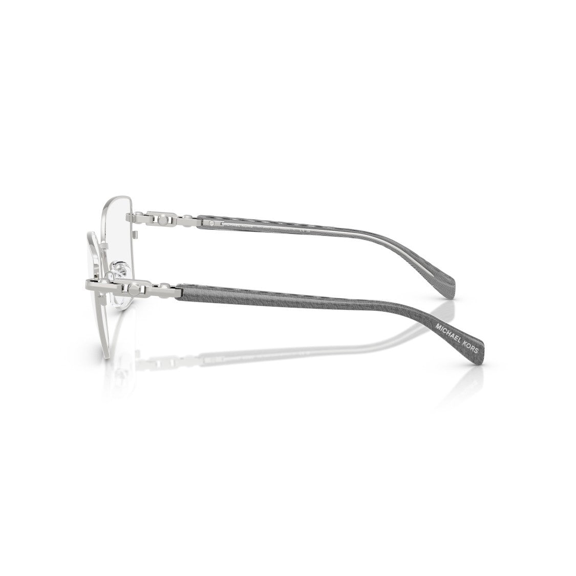 Michael Kors 0Mk3090 Sleek Silver Cat-Eye Eyeglasses With Textured Temples