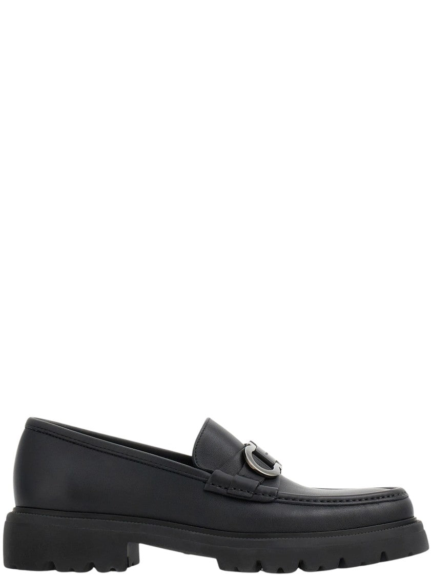 Ferragamo Chunky Rubber Sole Smooth Leather Cocoon Loafers