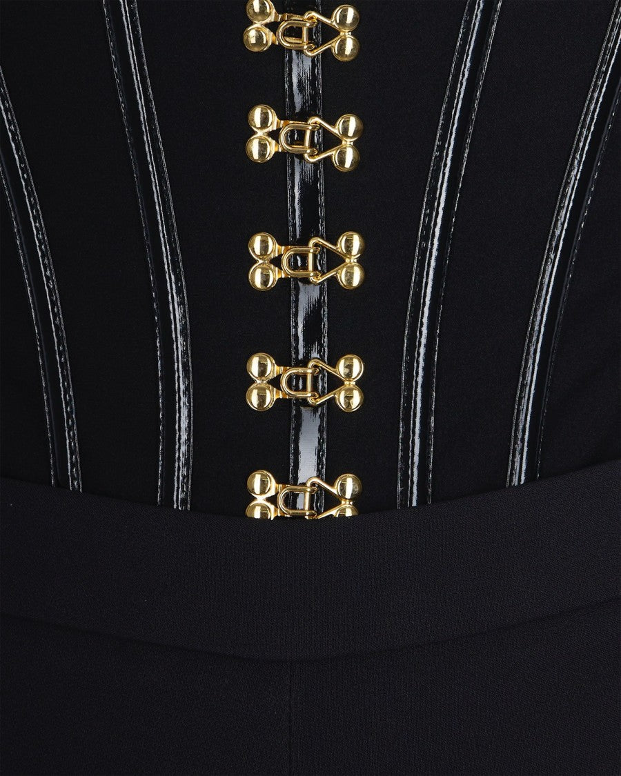 Elisabetta Franchi Lightweight Crêpe Trousers With Black Jewel Hooks