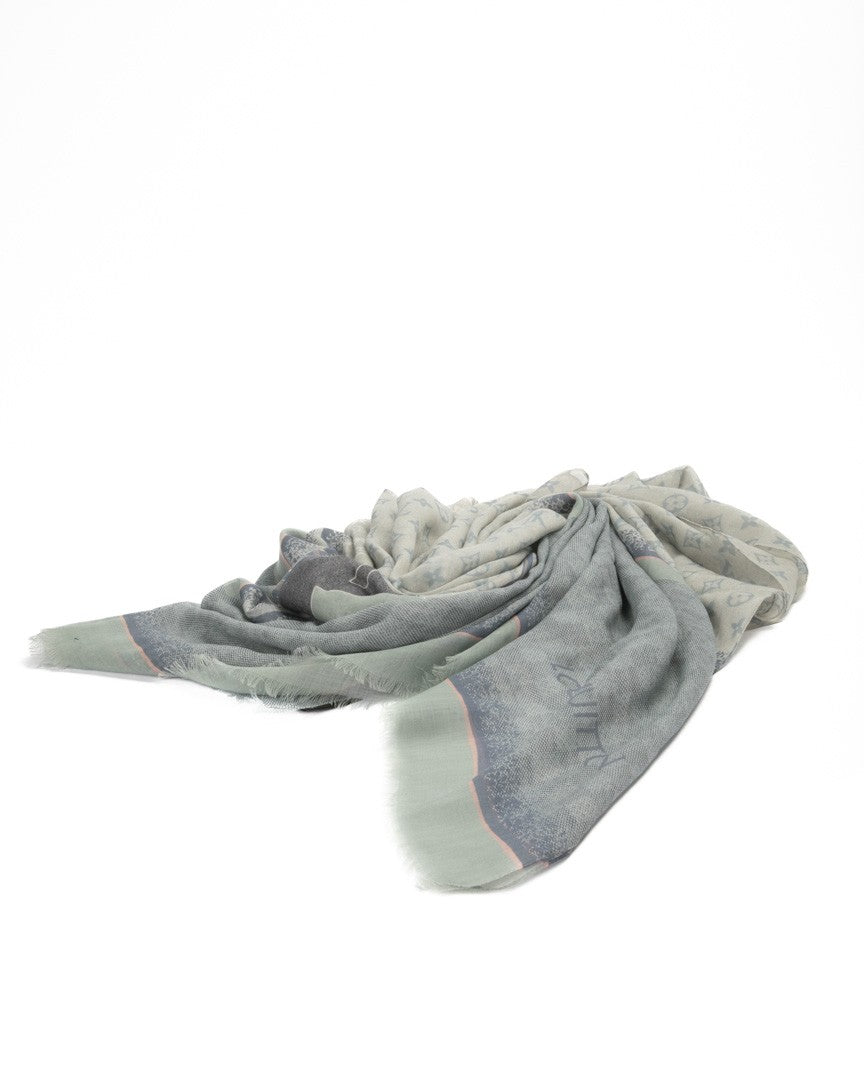 Louis Vuitton Blue Square Monogram Cashmere Scarf