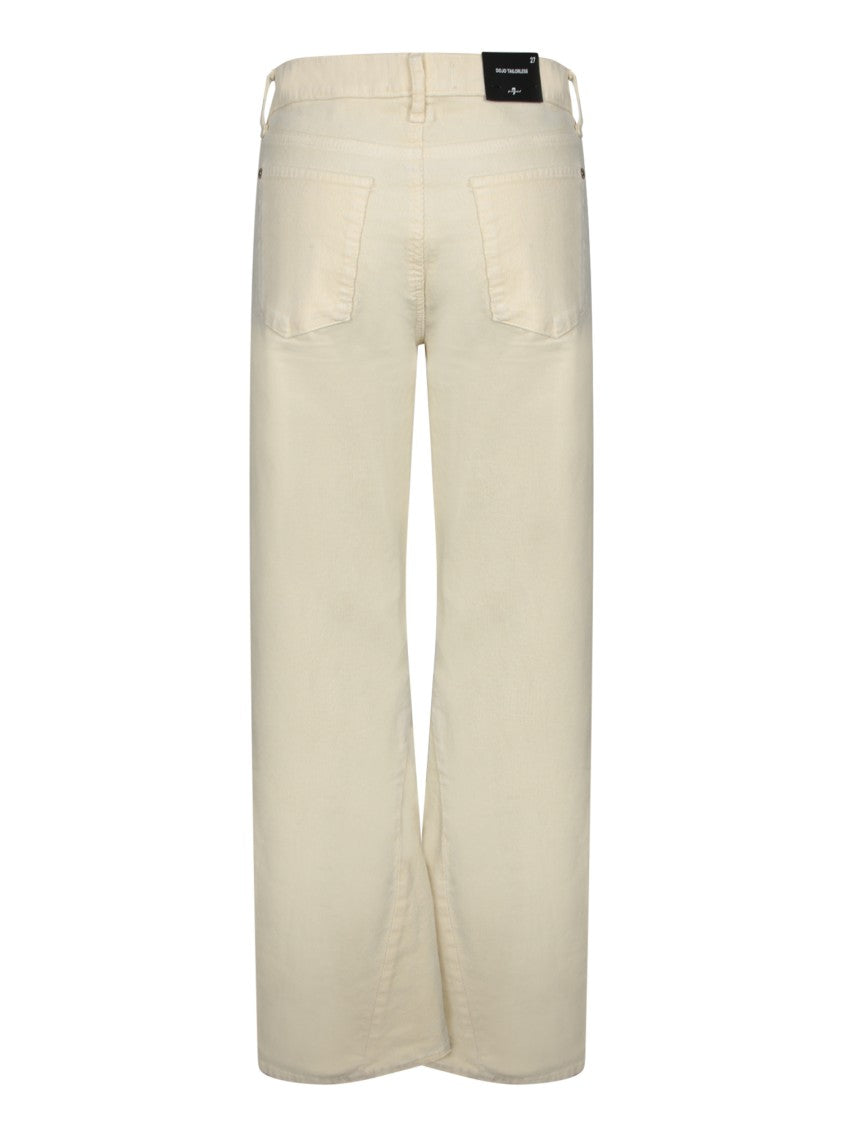 7 For All Mankind Straight-Leg White Jeans With Mid-Rise Waist