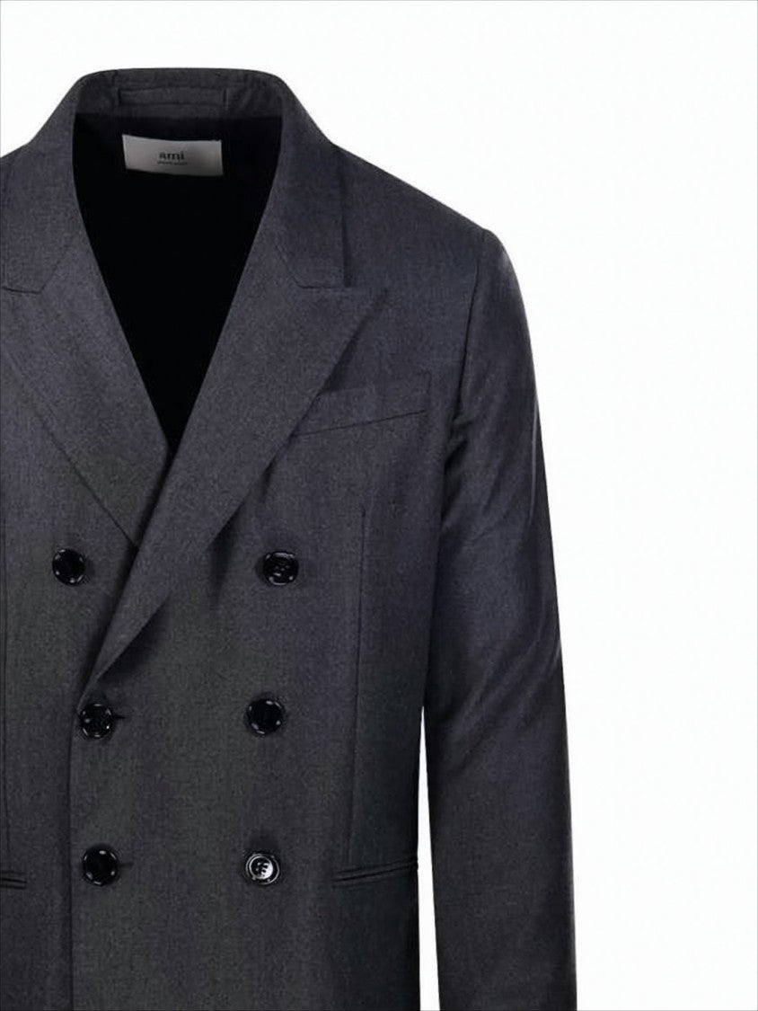 Ami Paris Double-Breasted Blazer With Structured Silhouette
