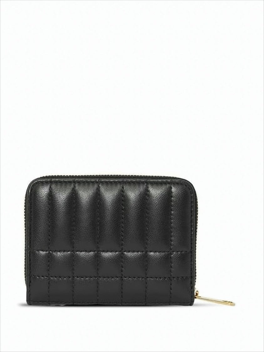 Burberry Quilted Zip-Around Wallet With Gold Monogram Emblem